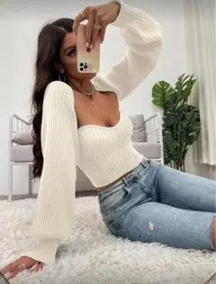 shein カーディガン　チューブトップ　セット　韓国