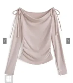 GRL ドレープオフショルダーリボンリブトップス 【ac2524］