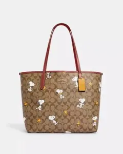 セールCOACH PEANUTSシティトート・シグネチャースヌーピー新品