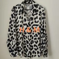 新品H&M レディース 長袖シャツ サテン ダルメシアン　レオパード柄 Mサイズ
