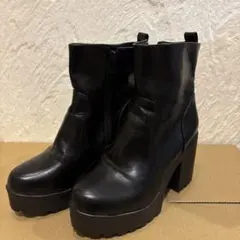厚底9cm 黒ブーツ