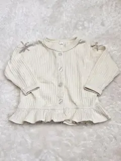 アイボリー リブ編みカーディガン 80cm