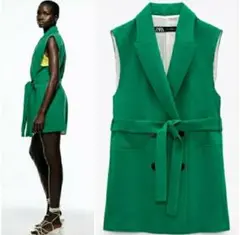 ZARA ベスト グリーン Sサイズのサムネイル