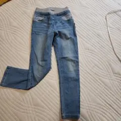 デニムパンツ 140cm ストライプウエストバンド