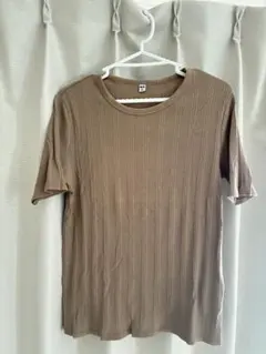 UNIQLO XL ブラウン ストライプ 半袖Tシャツ