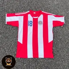 ヴィンテージ古着　サッカー　ユニフォーム　90s L 赤　白　入手困難　激レア