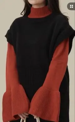 【2点セット】NEUNA ニットプルオーバー ベルスリーブタートルリブニット