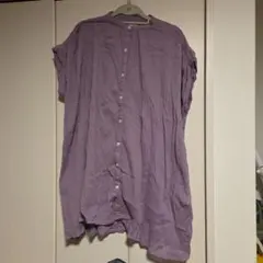earth music&ecology パープル シャツ 半袖　楊柳チュニック