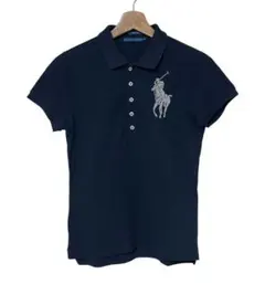 希少Ralph Lauren ネイビー ビーズ刺繍ポロシャツ 半袖