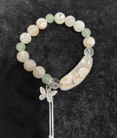 一点物❣️桜瑪瑙（サクラアゲート）蝶々パーツ付きブレスレット