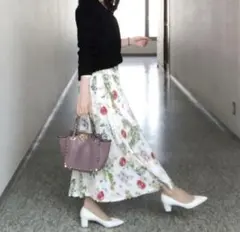 新品　ユニクロ×イネスコラボ　花柄スカート ホワイト