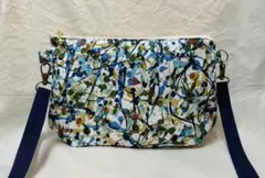 ハンドメイド　＊ポシェット　 　リバティ 　クラブ・ペイント　　 ブルー