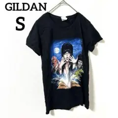 GILDAN 【S】ブラック 半袖Tシャツ グラフィックプリント 個性的海外古着