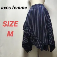 axes femme　アクシーズファム　フレアスカート　ストライプ　フリル　M