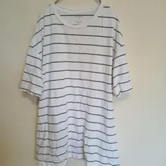 クレミュ ボーダー クルーネック 半袖 Tシャツ ビッグサイズ 白 紺 綿 休日