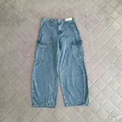 新品！　GU　バレルレッグ　カーゴジーンズ　ブルー　XL