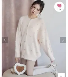 【美品♡完売】ナイスクラップNICE CLAUP ビジューフェザーカーデ