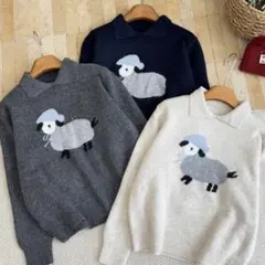 maasan様リクエスト　新品　シープステッチカラーニット　グレー