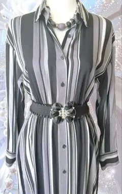 AZUL アズール ストライプシャツワンピース