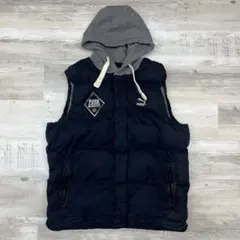 G*.様 古着 PUMA プーマ ダウンベスト フーディー XL ブラック パー