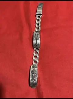 ダガーフローラルクロスIDブレスレットwith pave ダイアシルバー重厚