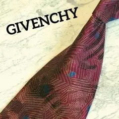 ✧GIVENCHY✧ネクタイ　幾何学模様　ジオメトリック柄　ワイン色