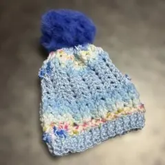 ハンドメイド♫ベビーニット帽♫ブルー