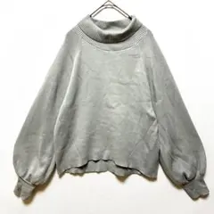 ワールド ニット セーター コットン混 バルーンスリーブ ゆるタートルネック