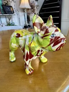 ポンピドゥ　フレンチブルドッグ 陶器　貯金箱　カラフル置物