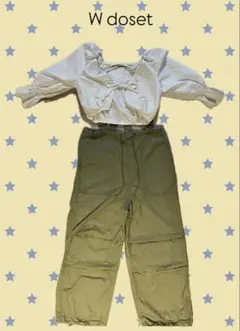 W doset トップスとサスペンダーパンツセット