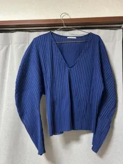 ZARA ネイビー プリーツ 長袖トップス