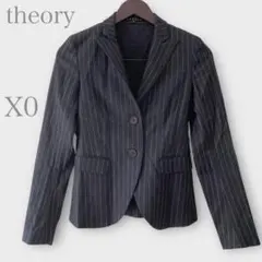 セオリー　ウール混テーラードジャケット　チャコールグレー　XS ストライプ