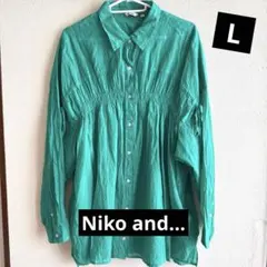 ★Niko and…★ターコイズ ボタンアップシャツ ★Lサイズ★のサムネイル
