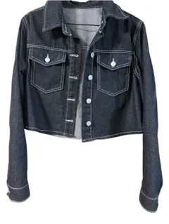 ダークデニム クロップドジャケット セットアップ