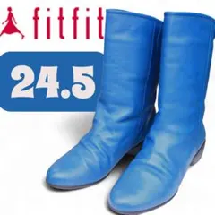 fitfit フィットフィット 本革ショートブーツ 青　24.5cm