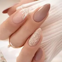 アーモンド ラメ リーフ ネイルチップ ネイルシール つけ爪 付け爪 結婚式
