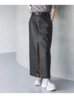 JEANASIS (ジーナシス) ロングスカート　レザースリットナロースカート