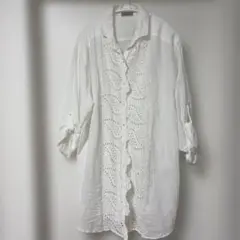 SPORTIFF ホワイト 長袖シャツ ペイズリー刺繍のサムネイル