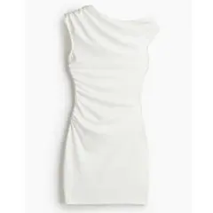 ワンショルダー　ギャザーワンピース