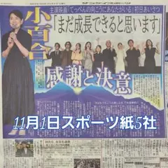 匿名配送!送料込み! 11月1日 朝刊  スポーツ紙全5社