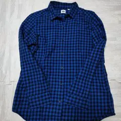 UNIQLO ユニクロ ブルーチェック柄長袖シャツ