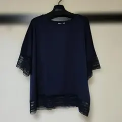 新品littlelilyネイビー レース切り替え 半袖カットソー4Lサイズのサムネイル