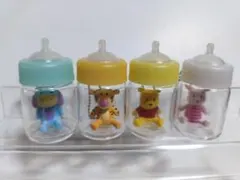 平成レトロ哺乳瓶型キーホルダー 　くまのプーさんイーヨーティガーピグレット