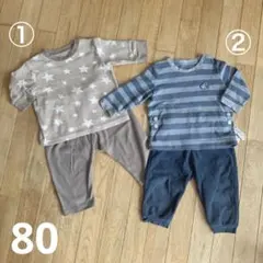 ユニクロ 西松屋 フリースパジャマ 2着セット 80