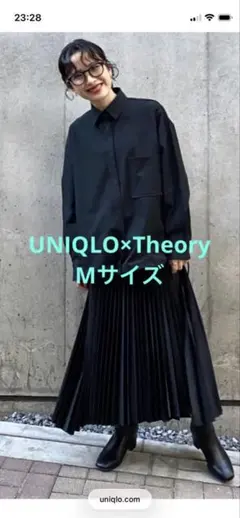 美品　UNIQLO×Theory プリーツラップスカート　ブラック　M シンプル