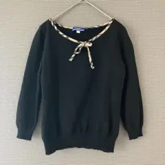 バーバリーブルーレーベル ノバチェックリボン 七分袖 コットンニット