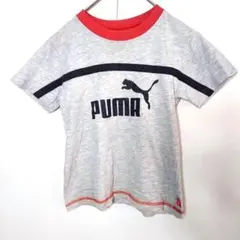 子供服 プーマ Tシャツ 半袖カットソー グレー ロゴ スポーツ 丸首 130