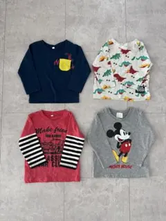 長袖薄手Tシャツ4枚セット（恐竜・ミッキー）　80cm