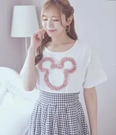 Disney Areeam ミッキー　フリルアートTシャツ　ピンク　タグ付きのサムネイル