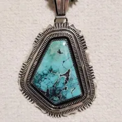 特大ターコイズ ペンダントトップ ネックレス インディアンジュエリー ナバホ